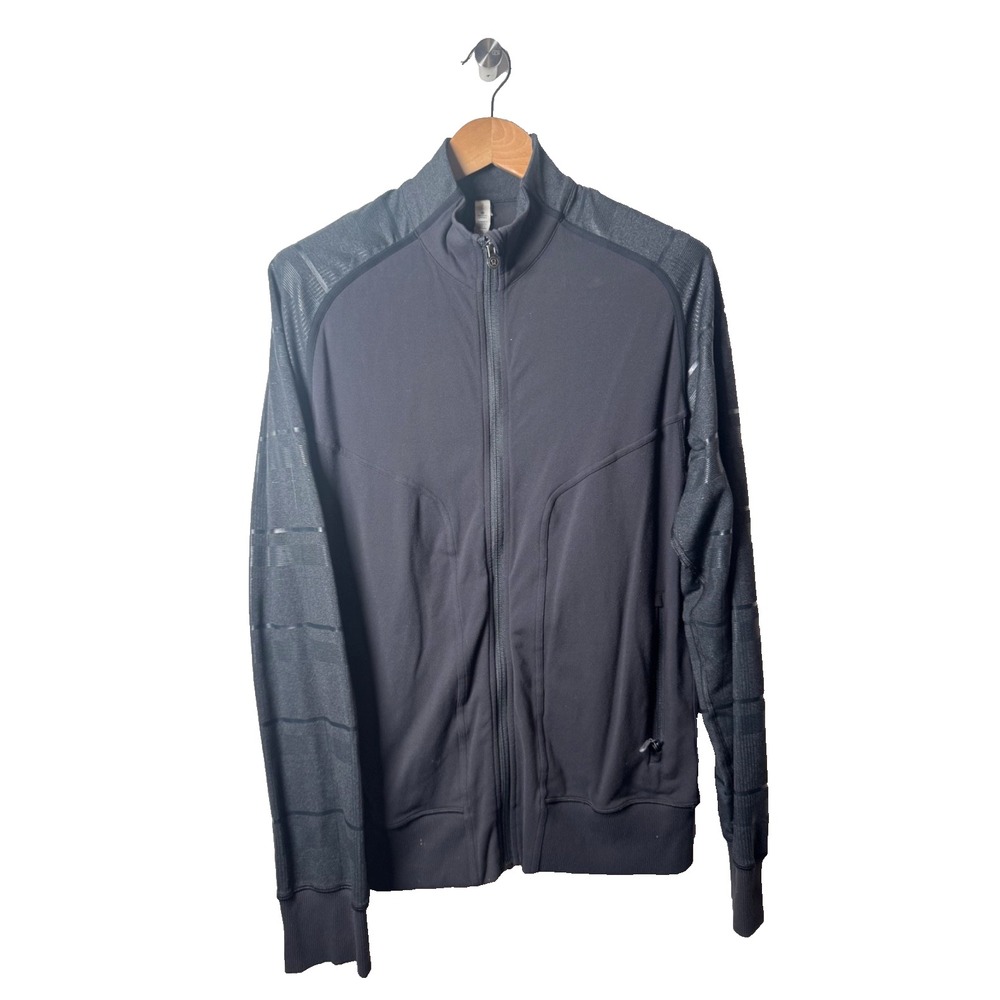 Lululemon Men's Long-Sleeved‎ Zip Up Black Print Sleeve Jacket Sz L